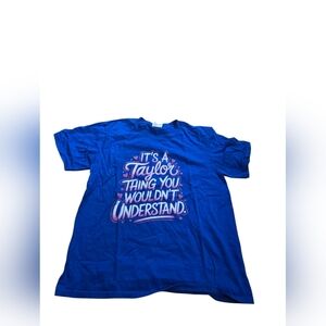 Port and Company Blue Taylor Swift Short Sleeve Tee Vibrant Crew Neck